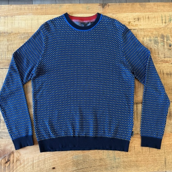 Ted Baker London Malttea Slim Fit Textured Crew Neck Wool Blend Sweater  Size XL - Picture 4 of 15